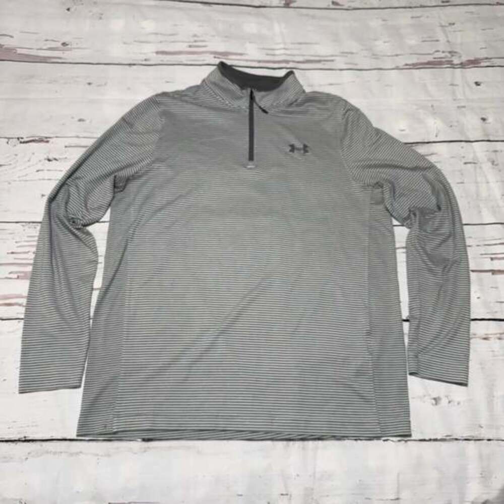 Under Armour‎ Men's Loose Fit ColdGear Striped 1/4 Zip Pullover Gray